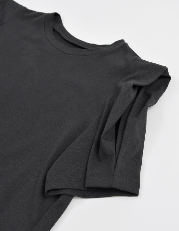 無地orボーダーパワショルデザインカットソーTシャツ